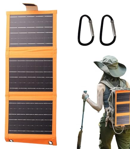 Panneau Solaire Pliable, 10W Chargeur Solaire Portable, Solaire Batterie Externe avec Port USB, 2000mAh Chargeur Solaire Randonnée pour Smartphones, Tablettes, Camping et Plus