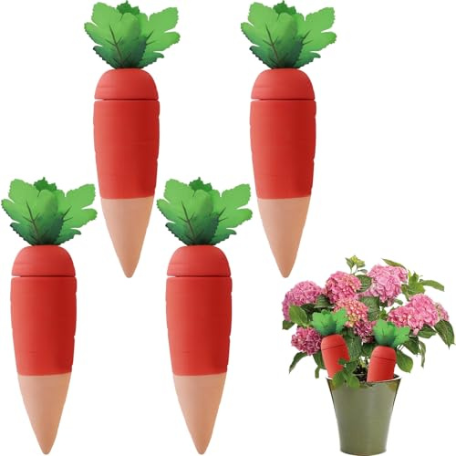 4 pcs Terracotta Watering Spikes - Automatic Self-Watering Stakes, Vacation Plant Waterer for Wine Bottle, Perfect for Indoor & Outdoor Plants