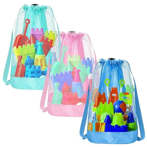 Borsa Spiaggia,Zaino per Giochi da Sabbia e Raccolta Conchiglie | Accessorio Regolabile per Bambini, Trasporto Conchiglie e Attività All’Aperto