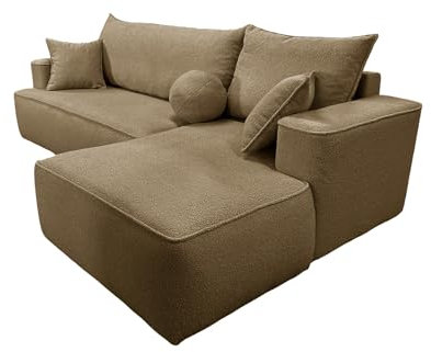Ecksofa mit Schlaffunktion Paris L-Form, Sofa Couch mit Bettkasten, Eckcouch, Schlafsofa für Wohnzimmer, Big Sofa Couch mit Schlaffunktion (Braun, Ottomane Rechts)