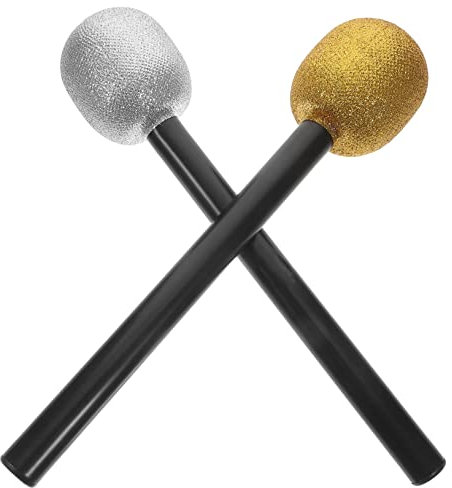 YARNOW 4 Pièces Microphones Simulés pour Garçon Fille Accessoires de Fête Pailletés pour Cosplay et Spectacles Scéniques