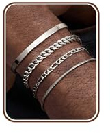 Milacolato 4 stycken herrarmband, rostfritt stål silver/guld/svart armband manschett kedja armband set för män smycken 19/21 cm