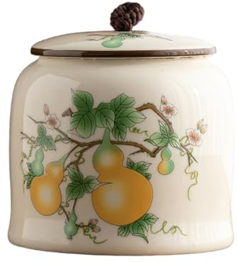 Dxcaicc Decorative Kitchen Storage Jar | Unique Chinese Cultural Gift Idea, Chinese Hand-Painted Ceramic Canister,J
