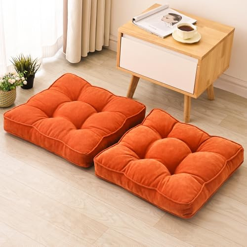 AS AWESLING 55cm x 55cm Floor Pillows Set of 2 | Meditation Cushions | 55cm x 55cm Floor Seating with Shredded Foam Padding | for Adults, Yoga, Living Room