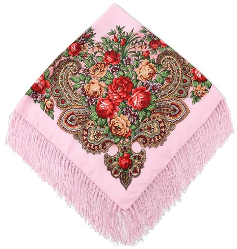 Bemonew Sciarpa Scialle Sciarpa Scialle da donna floreale con nappa con frange vintage