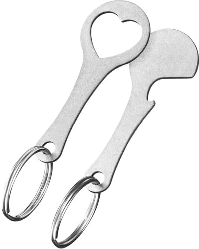 Beaupretty 2pcs Metal Shopping Trolley Token Key Ring with Crescent Heart Shapes, Stainless Steel Shopping Cart Coin Keychain for Supermarket Use, Portable Trolley Token Accessories