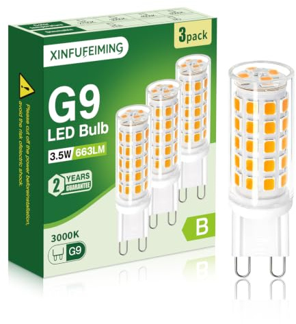 XINFUFEIMING G9 LED Lampen Warmweiß 3000K 3.5W 663LM Energieeffizienz der Klasse B Ersatz für 30W 40W 50W Halogenlampe G9 LED Glühbirne Leuchtmittel Nicht dimmbar Kein Flimmern AC 220-240V 3 Stück