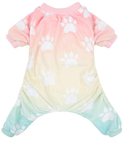 CuteBone Gradient Fußabdruck Hundepyjama für kleine, Mittelgroße Hunde, Weiches Material, Dehnbar Hunde-Strampler, Winterjacken und mäntel P09XL-DE