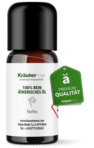 NEU! Kräutermax ätherisches Nelkenöl | Nelken ätherisches Öl für Diffuser, Sauna und mehr | Duftöl Nelken | Naturreines ätherisches Öl mit Nelkenduft | Reines Nelkenöl | 1 x 10 ml
