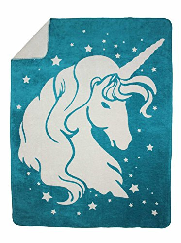 Moon Luxus Kuscheldecke Wolldecke Wohndecke Baumwolldecke Einhorn 150x200 (Petrol)