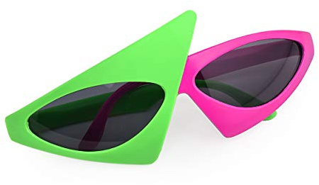 SCSpecial Novedad Gafas de Sol de Fiesta 80s Gafas asimétricas de Color Rosa y Gafas de neón Verdes para la Fiesta de Halloween de Hip Hop Dance