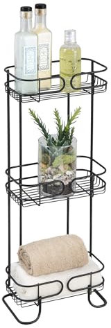 iDesign Neo Portaoggetti doccia, mensola bagno in metallo con 3 ripiani, ideale per riporre shampoo e bagnoschiuma, nero opaco, 16,0 cm x 24,9 cm x 66,3 cm