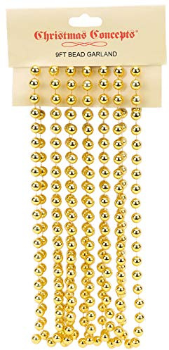 Christmas Concepts 9ft Weihnachtsperle Kette - Weihnachtsperle Girlanden - Weihnachtsschmuck (Gold)