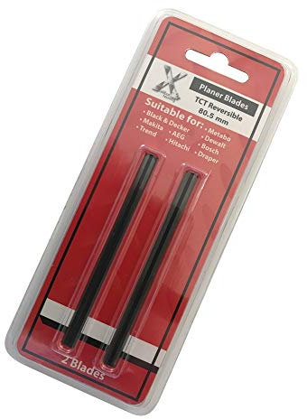 80.5mm Carbide Planer Blades Reversible for DeWalt, Makita, Elu, NuTool, Bosch, AEG, Haffner 80mm 1 Pair Made by Xcalibur Tooling Durable TCT Planer Knives with Two Cutting Edges