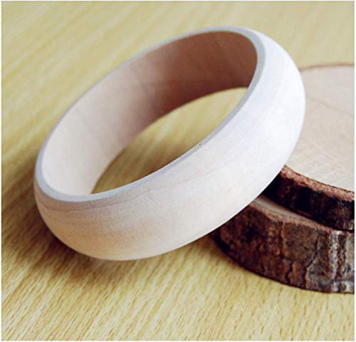 ANNIUP 2 Stück Holz-Armreif, blanko, Holzarmreif, natürlich, handgefertigt, Kunst, Handwerk, Schmuckherstellung, Dekor, Zubehör, Innendurchmesser: ca. 6,6 cm