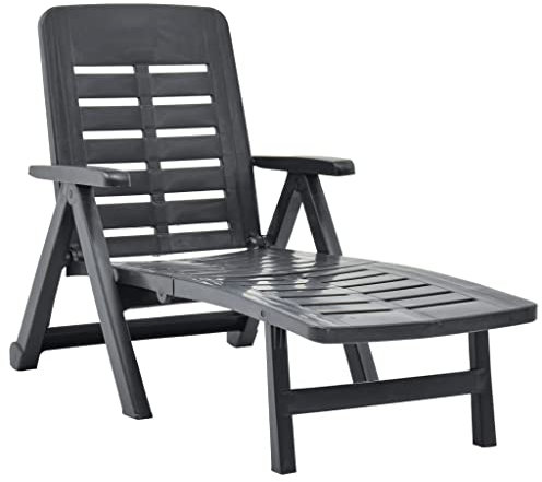 vidaXL Klappliege Klappbar Witterungsbeständig Sonnenliege Gartenliege Strandliege Liege Relaxliege Liegestuhl Gartenmöbel Kunststoff Anthrazit