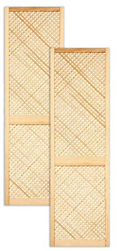 Gittertür Holztür natur 201,3 x 59,4 cm Schranktür Raumteiler Schiebetür für Regale, Schränke, Möbel | Kiefer Holz unbehandelt | Doppel-Paket 2-er Pack