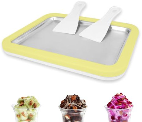 Climafusion Heladeras Hacer Helado con 2 Espátulas, Maquina de Helados, Ice Cream Maker para Sorbete Yogurt congelado Gelato (amarillo, Una talla)