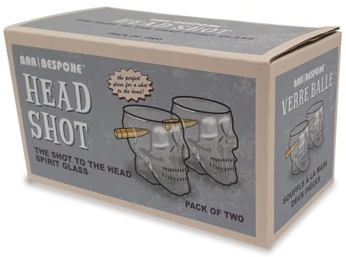 Bar Bespoke Skull Headshots Pack 2 Shot Shell Drinking Glasses