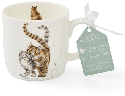 Royal Worcester Wrendale Designs Katzenmotiv, 0,31 l, Katzen-Design auf Vorder- und Rückseite