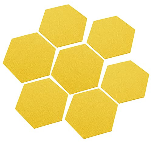 PRETYZOOM 12 Stücke Hexagon Filz Bulletin Board Gerahmt Pin Board mit Holzrahmen Memo Board für Home Klassenzimmer Bürobedarf Gelb