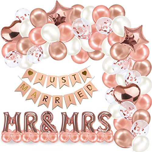 envami® Decoration Mariage 145 Pcs - Arche Ballon Mariage - Ballon Just Married - Decoration Mr Mrs