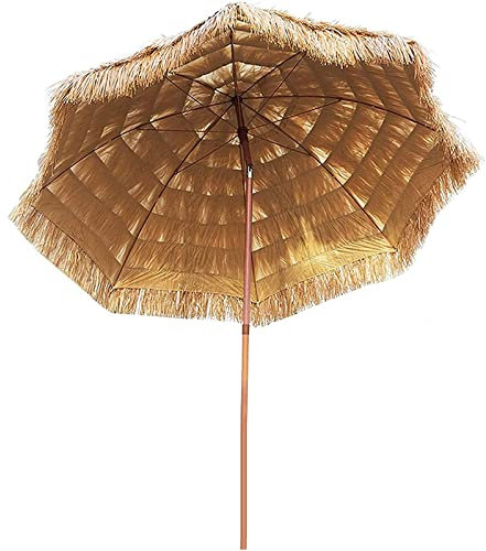 YFZN 2m Hawaii Paja Sombrilla Parasol, Exteriores Playa Paja Parasol, con Función Inclinación Paraguas, para Jardín Patio Terrazas Piscina, Color Natural