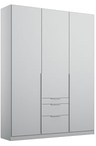 Rauch Möbel Alabama, Kleiderschrank, Farbe Seidengrau, Breite 136 cm | Schrank, 3-türig, 3 Schubladen, Zubehör Basic, für Schlafzimmer, Kinderzimmer, Gästezimmer, Homeoffice, Garderobe, Flur