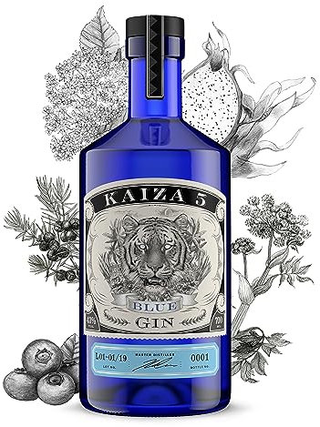 KAIZA 5 BLUE GIN – 0,7 l - 43% | Gin aus Südafrika/Kapstadt | Blumig, beerig, frisch | Holunder, Blaubeere und Drachenfrucht | Blumig, beerig, frisch