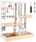 Mkitnvy Soporte para joyas,Expositor de Joyas con Bandeja, Combinación de madera y metal para Joyas de MaderaCollares Pulseras Mascarillas Pendientes Joyero Colgante