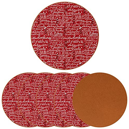 Untersetzer für Kaffeetisch, 6 Untersetzer, Bauernhaus-Bar-Untersetzer, Cooles Einweihungsgeschenk, neues Zuhause,Frohe Weihnachten Textkunst