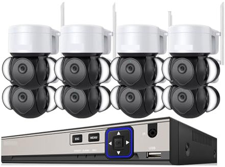 Sistema De CáMaras De Seguridad Al Aire Libre, Kit De Videovigilancia Inalámbrico De 8MP, Cámara IP CCTV 4K NVR, WiFi, Mini De Seguridad For El Hogar, Cámara PTZ, Kit De 8 Canales ResolucióN Hd FáCil
