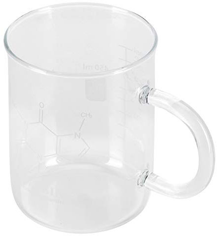 Taza de Vaso de 450ml con Asa, Taza Medidora de Química de Vidrio de Borosilicato para té, café y café con Leche