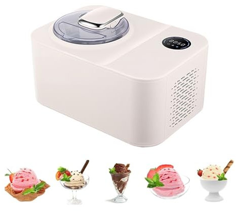 Machine à Crème Glacée avec Compresseur, Machine à Crème Glacée avec écran LCD, Machine à Crème Glacée Maison en Acier Inoxydable de Grande Capacité de 1,2 L, pour Yaourt Glacé, Glace, Sorbet