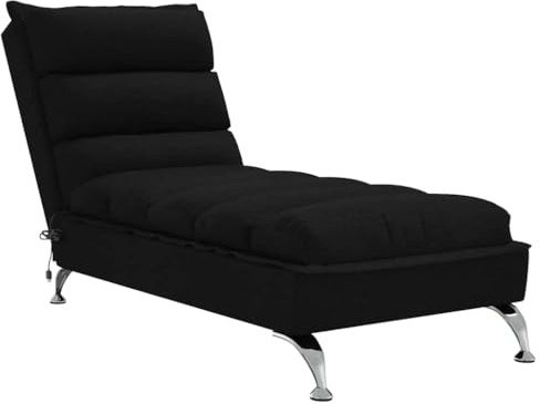 vidaXL Massage-Chaiselongue mit Kissen Schwarz Stoff