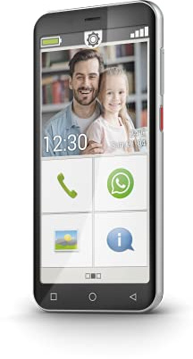 Emporia SMART.4 - easy-to-use smartphone for seniors with emergency function, unlocked for all carriers, 32MB RAM with Blue Bookcover Case