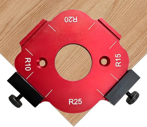 Eckradius-Frässchablonen R10 R15 R20 R25 Frässchablone Runde Ecken Aluminiumlegierung Anti-Rost Radius Jig Router Templates für Vielzahl DIY-Holzbearbeitungsprojekte