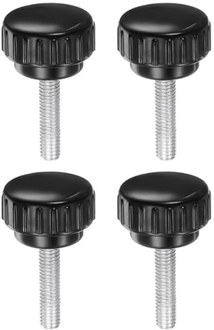 QUARKZMAN 4 Stück Rändelschraube mit Gewinde M6 x 20mm Rundgriffschraube Klemmknöpfe 30mm Handknöpfe Verzinkter Kohlenstoffstahl Daumenschrauben Spannschraube für Industrie Maschine