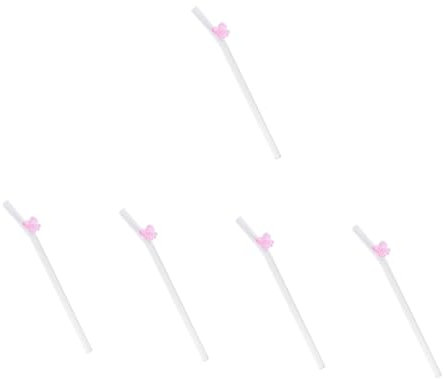 PRETYZOOM 5St Stroh Tropische Partygeschenke Bunte Trinkhalme kompatibel Trinkhalme mit Schleife klarer Trinkhalm saft sicher spaß Trinkhalm aus Glas wiederverwendbar Trinken, lutschen Rosa