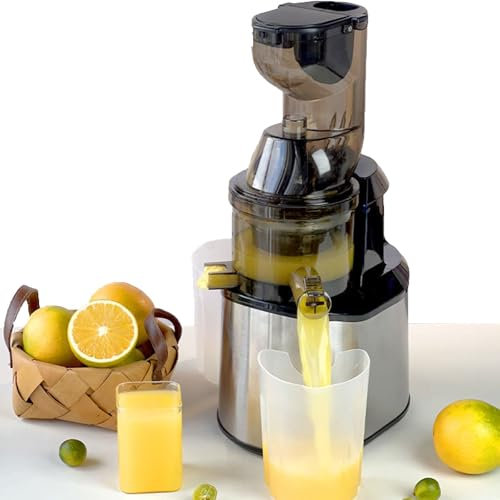 ylpddmm Extractor de Zumos y Verduras,Potente exprimidor Lento autoalimentado,80MM Wide Chut 350W Licuadora para Verduras y Frutas frío ¡Exprime Frutas Enteras como Manzanas, Zanahorias y remolachas