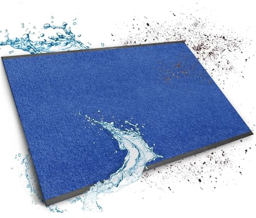 Floordirekt Schmutzfangmatte auf Maß, 200 x 500 cm, Blau, Fußmatte, Türmatte Eingangsbereich, Fußabtreter, Türvorleger, Sauberlaufmatte, Meterware, Mono