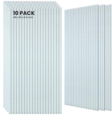 10 Pack Large Acoustic Panels, 47.2 x 23.6 x 0.35 Inch Sound Proof Foam Panels for Walls，Premium Noise Dampening Panels,Sound Panels for Media Room, Office and Studio,White