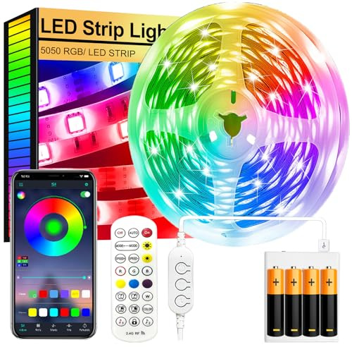 FUPT Tira LED TV,Tira de Luces de 3m Con Pilas Para, 5050 RGB color variable LED y control remoto para cine en casa, cocina, dormitorio, salón