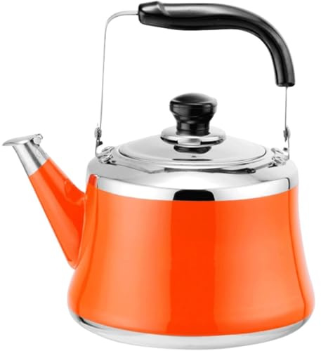 Bollitore da tè a fischio, in acciaio inox, 1 l, 1,5 l, 2 l, compatibile con fornelli a gas, induzione, elettrici (arancione, 1,5 l)