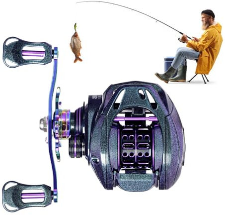 Köderwurfrolle – Salzwasser Baitcaster Angelrollen | Hochgeschwindigkeits-Fischrolle, 7,6:1 Übersetzung Köderrolle Angelzubehör, Angelzubehör