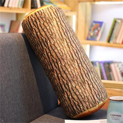 champracer Baumstamm Kissen Nackenrolle Baumstamm Kuschelkissen süße Dekokissen, Log Pillow Kuschelrolle Plüsch Kissen Holz Kissenrolle für Nacken Rücken Beine (Langer Ginkgo 50 cm)