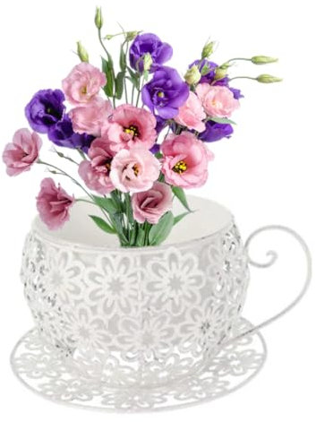 Pesoncarl Flower Pots, Flower Pots Coffee Saucer Teacup Garden Planter Vintage Succulent Plant Holder White