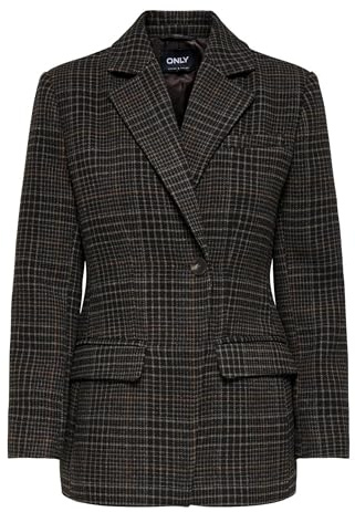 ONLY Onlmika Check Blazer Otw, caffè Nero, M Donna
