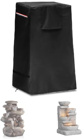 Copertura per fontana da giardino, 84 x 47 x 47 cm, copertura per vasca per uccelli da giardino, resistente, 600D, copertura antipolvere per fontana da giardino, patio protettivo con chiusura a