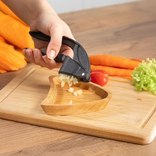 Deconox Cast Iron Garlic Press, Steel Garlic Press, Manual and Practical, Durable Stainless Steel Body, Black